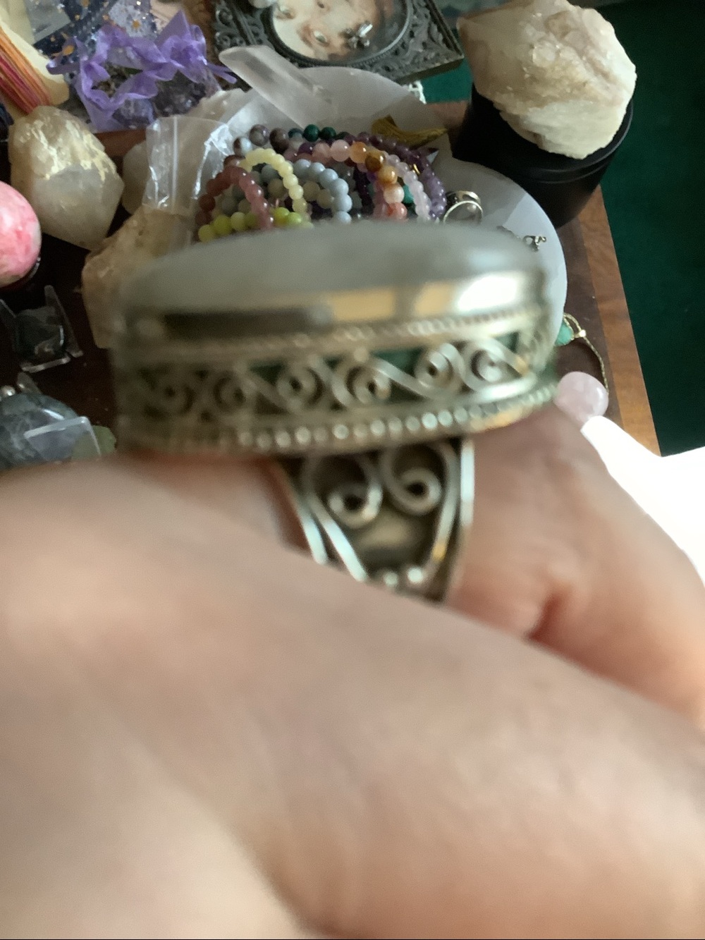 Huge Rainbow Moonstone Statement Ring - silver Sz 7 - Picture 3 of 7